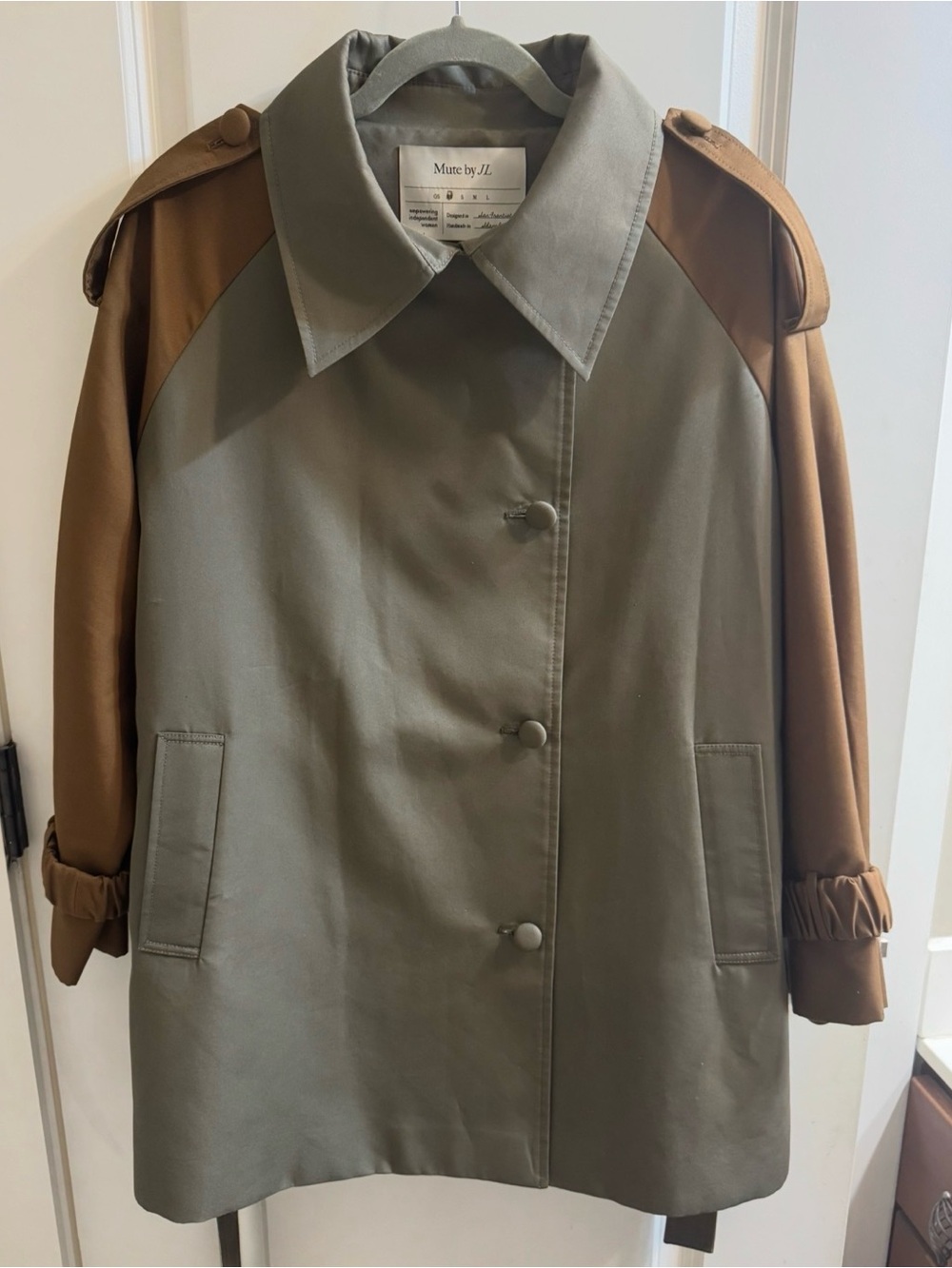Color Block Olive & Brown Trench Coat
